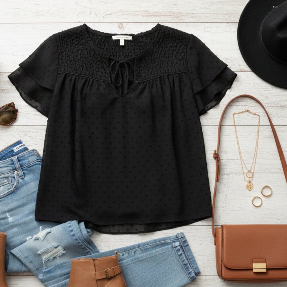 Zara Sheer Swiss Dot Blouse